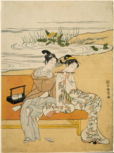 Amanti che suonano lo stesso flauto (parodia di Xuanzong e Yang Guifei), c.1767 da Suzuki Harunobu