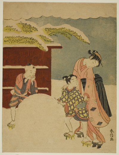 Fare una gigantesca palla di neve da Suzuki Harunobu