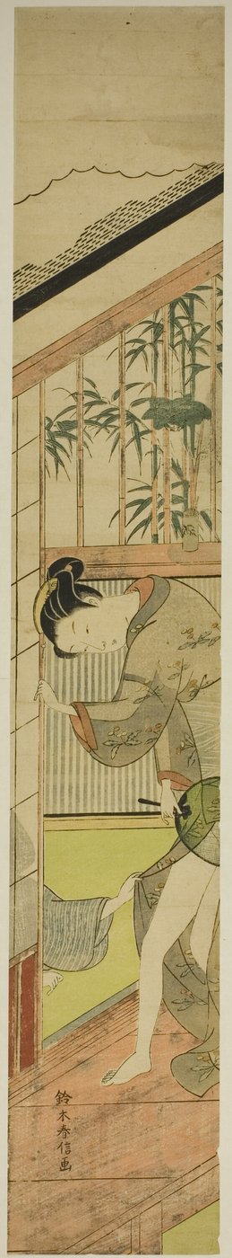 Uomo che tira il kimono di una donna da Suzuki Harunobu
