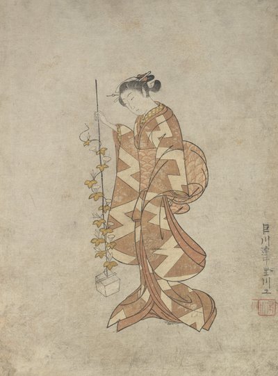 Rappresentazione moderna della poetessa Kaga no Chiyo, ca. 1765 da Suzuki Harunobu