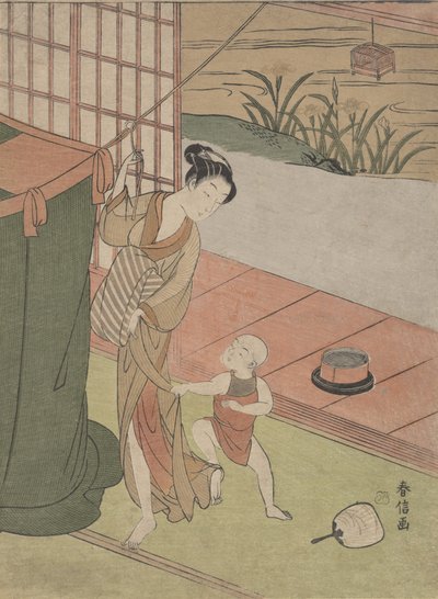 Madre e figlio vicino a una zanzariera, ca. 1769 da Suzuki Harunobu