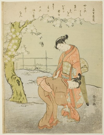 Poesia di Mibuno no Tadami, da una serie senza titolo di Trentasei poeti immortali da Suzuki Harunobu