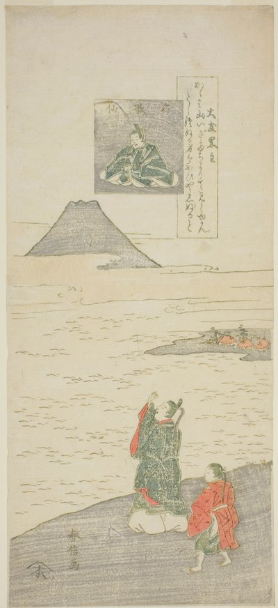 Poesia di Otomo no Kuronushi, dalla serie "Sei poeti famosi (Rokkasen)" da Suzuki Harunobu
