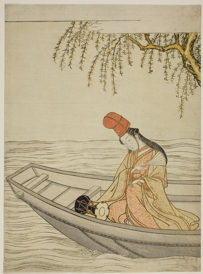 Danzatrice Shirabyoshi in barca Asazuma da Suzuki Harunobu
