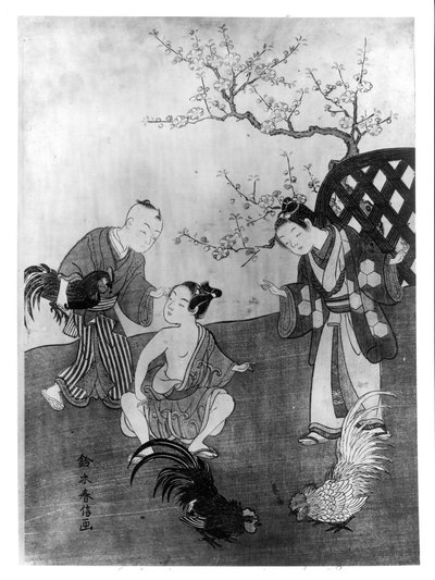 Il combattimento dei galli da Suzuki Harunobu