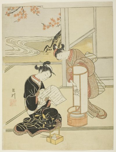 Il bagliore serale di una lampada (Andon no sekisho), dalla serie "Otto vedute del salotto (Zashiki hakkei)" da Suzuki Harunobu