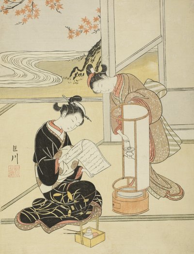 Il bagliore serale di una lampada da Suzuki Harunobu