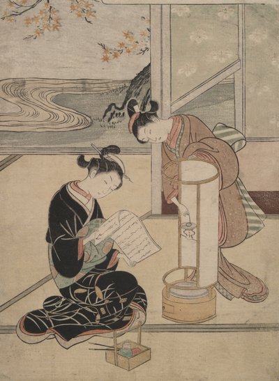 Il bagliore serale della lampada: Otto vedute del salotto da Suzuki Harunobu