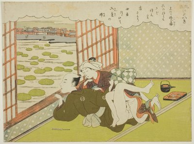 La padrona della sera a Ueno (Ueno no bansho), dalla serie "Otto vedute alla moda di Edo (Furyu Edo hakkei)" da Suzuki Harunobu