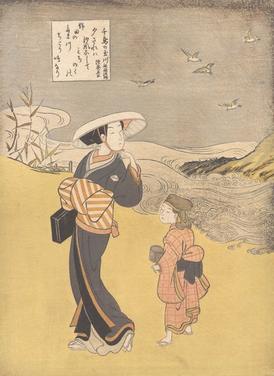 Il fiume gioiello dei piviere, un luogo famoso nella provincia di Mutsu, dalla serie S..., probabilmente 1766 da Suzuki Harunobu