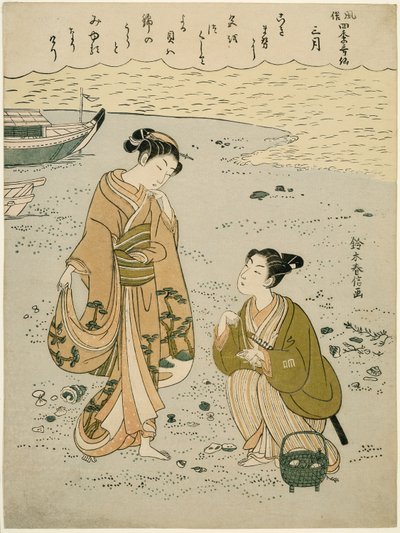 Il terzo mese (Sangatsu), dalla serie "Versioni popolari dei poeti immortali nelle quattro stagioni (Fuzoku shiki kasen)" da Suzuki Harunobu