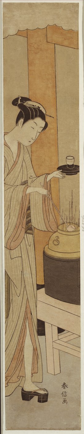 La cameriera Osen della casa da tè Kagiya da Suzuki Harunobu