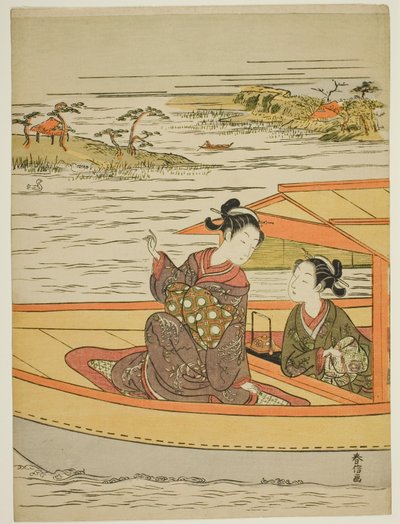 Due bellezze in una barca da Suzuki Harunobu