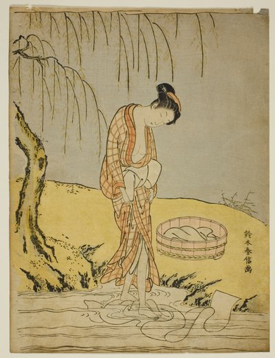 Lavare i panni in un ruscello da Suzuki Harunobu