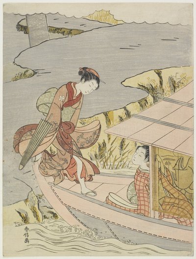 Donna che sale su una barca, c. 1767 da Suzuki Harunobu