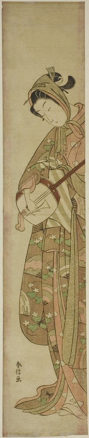 Donna che suona lo shamisen da Suzuki Harunobu