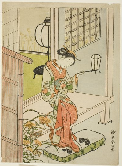 Donna che esce con una lanterna da Suzuki Harunobu