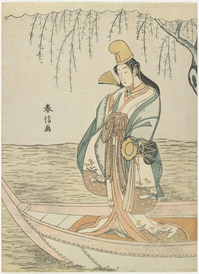 Donna in una barca Asazuma nei panni di Shirabyoshi, c. 1767 da Suzuki Harunobu