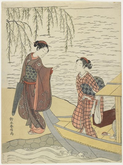 Donne che sbarcano da una barca, c. 1767 da Suzuki Harunobu