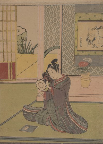 Giovane che suona un tamburo Noh da Suzuki Harunobu