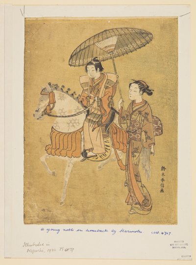 Giovane nobile a cavallo da Suzuki Harunobu