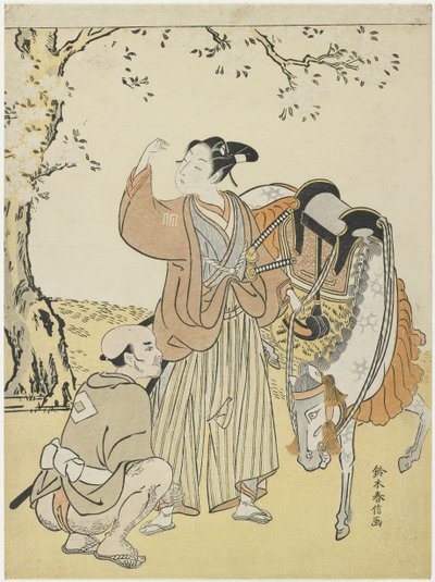 Giovane Samurai che Guarda i Fiori di Ciliegio come un Mitate del Principe Kaoru, c. 1767 da Suzuki Harunobu