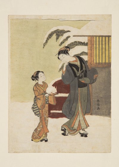 Giovane Donna che Ammira un Coniglio di Neve da Suzuki Harunobu