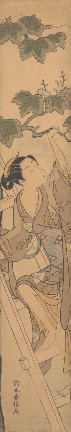 Giovane donna che sale una scala, ca. 1768 da Suzuki Harunobu