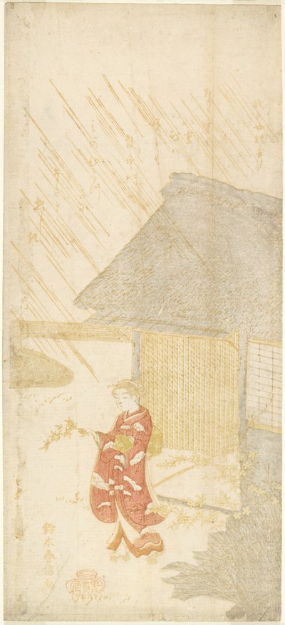 Giovane donna con un ramo di Kerria da Suzuki Harunobu