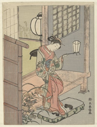 Giovane donna con una lanterna da Suzuki Harunobu