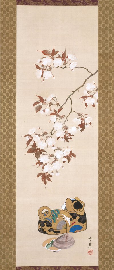 Ciliegie e scatola a forma di cane da Suzuki Kiitsu