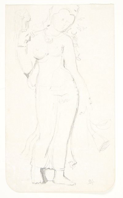 Donna in piedi. Foglio di studio dopo rilievi a Borobudur, Giava da Svend Rathsack