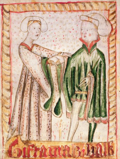 Un Matrimonio, dai Codici di Legge Nazionale di Magnus Eriksson, c.1450 da Swedish School