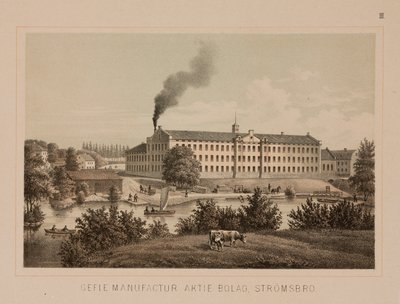 Mulino di cotone, Stromsbro, Svezia, c.1840 da Swedish School