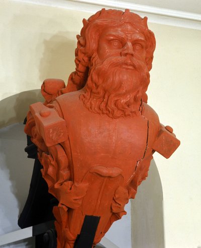 Figura della corvetta svedese Thor, chiamata così in onore della divinità scandinava. Il suo simbolo è il martello. Costruita nel 1841. Marinmuseum Karlskrona, Svezia da Swedish School
