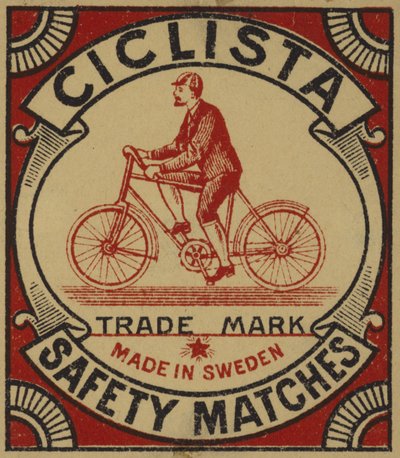 Etichetta per fiammiferi di sicurezza Ciclista da Swedish School