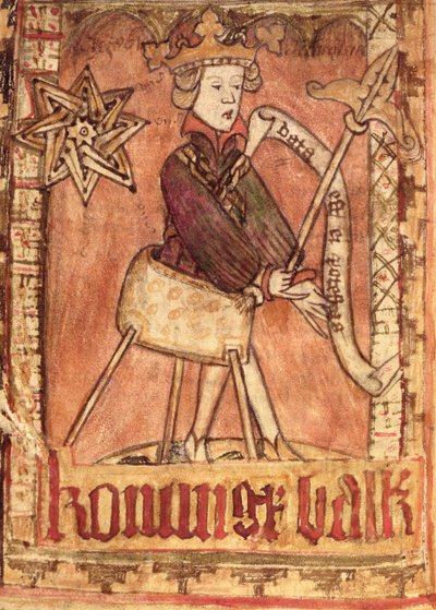 Il re che dispensa giustizia, dai Codici di Legge Nazionali di Magnus Eriksson (1319-64) c.1450 da Swedish School