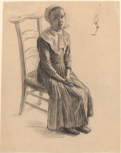 Ragazza seduta in costume da contadina da Swiss 19th Century