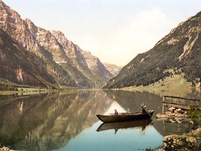 Klöntalersee, Glarona, Svizzera, pub. c.1900 da Swiss Photographer