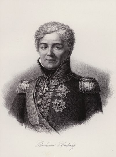 Niklaus Franz von Bachmann, generale svizzero che combatté nelle guerre napoleoniche (incisione) da Swiss School