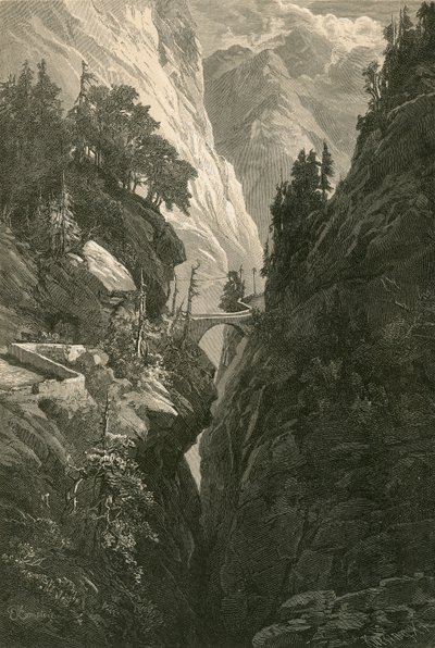 Scena sulla Via Mala, sulla strada da Coira a Splugen da Swiss School