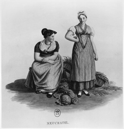 Donne svizzere in costume tradizionale del cantone di Neuchatel da Swiss School