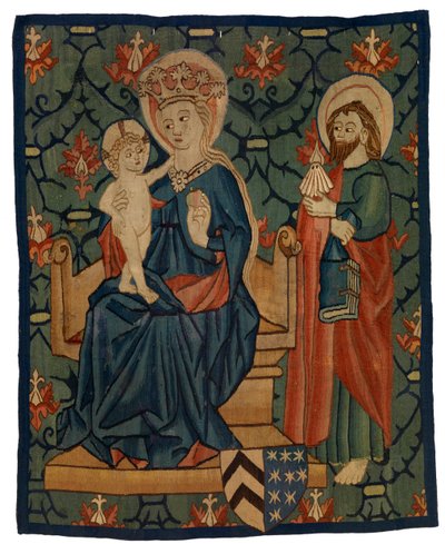 Frammento di arazzo raffigurante la Vergine e il Bambino con San Giacomo da Swiss School