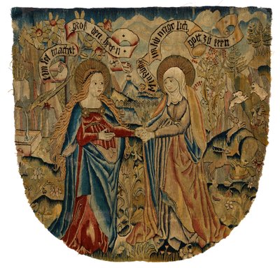Pannello di arazzo raffigurante la Visitazione, c.1500 da Swiss School