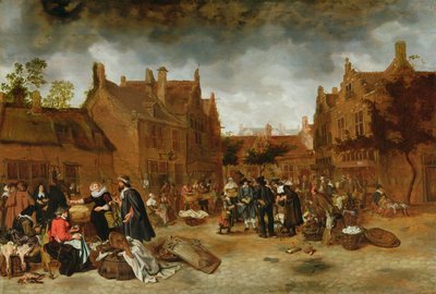 Un mercato in inverno, 1653 da Sybrandt van Beest