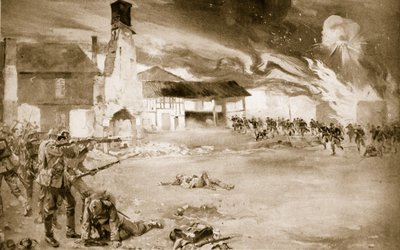 I francesi sconfiggono la Guardia Imperiale tedesca in un villaggio che cambiò mano quattro volte, 1914-19 da Sydney Adamson
