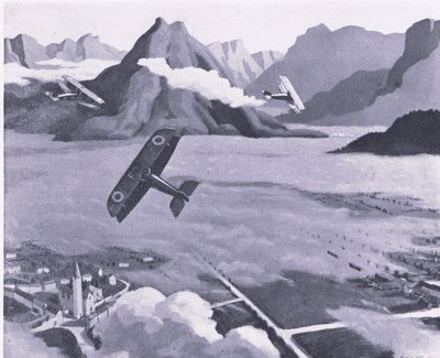 Scout britannici che lasciano il loro aerodromo in pattuglia sull