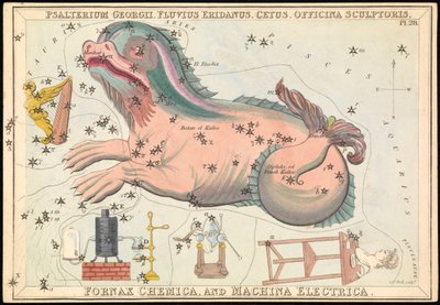 Psalterium Georgii, Fluvius Eridanus, Cetus, Officina Sculptories, Fornax Chemica e Machina Electrica, c.1825 da Sydney Hall