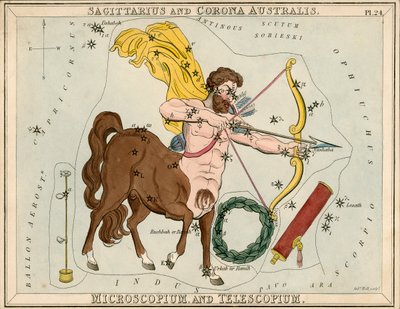 Sagittario e Corona Australis. Microscopium e Telescopium., c.1825 da Sydney Hall