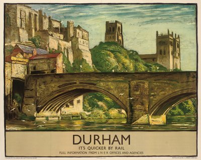 Poster delle ferrovie britanniche che pubblicizza Durham, c.1935 da Sydney Lee